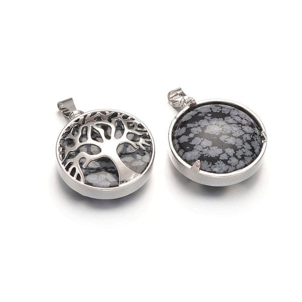 Pendentif rond arbre de vie pierre - Breloques et pendentifs