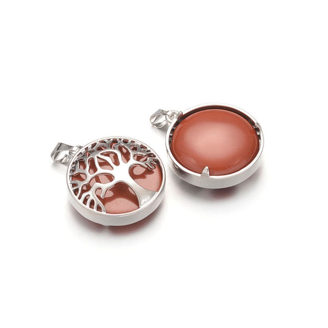 Pendentif rond arbre de vie pierre - Breloques et pendentifs