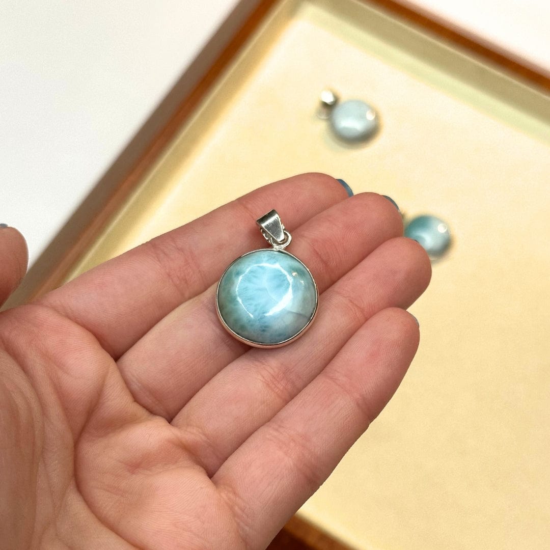 Pendentif Rond Larimar Argent 925