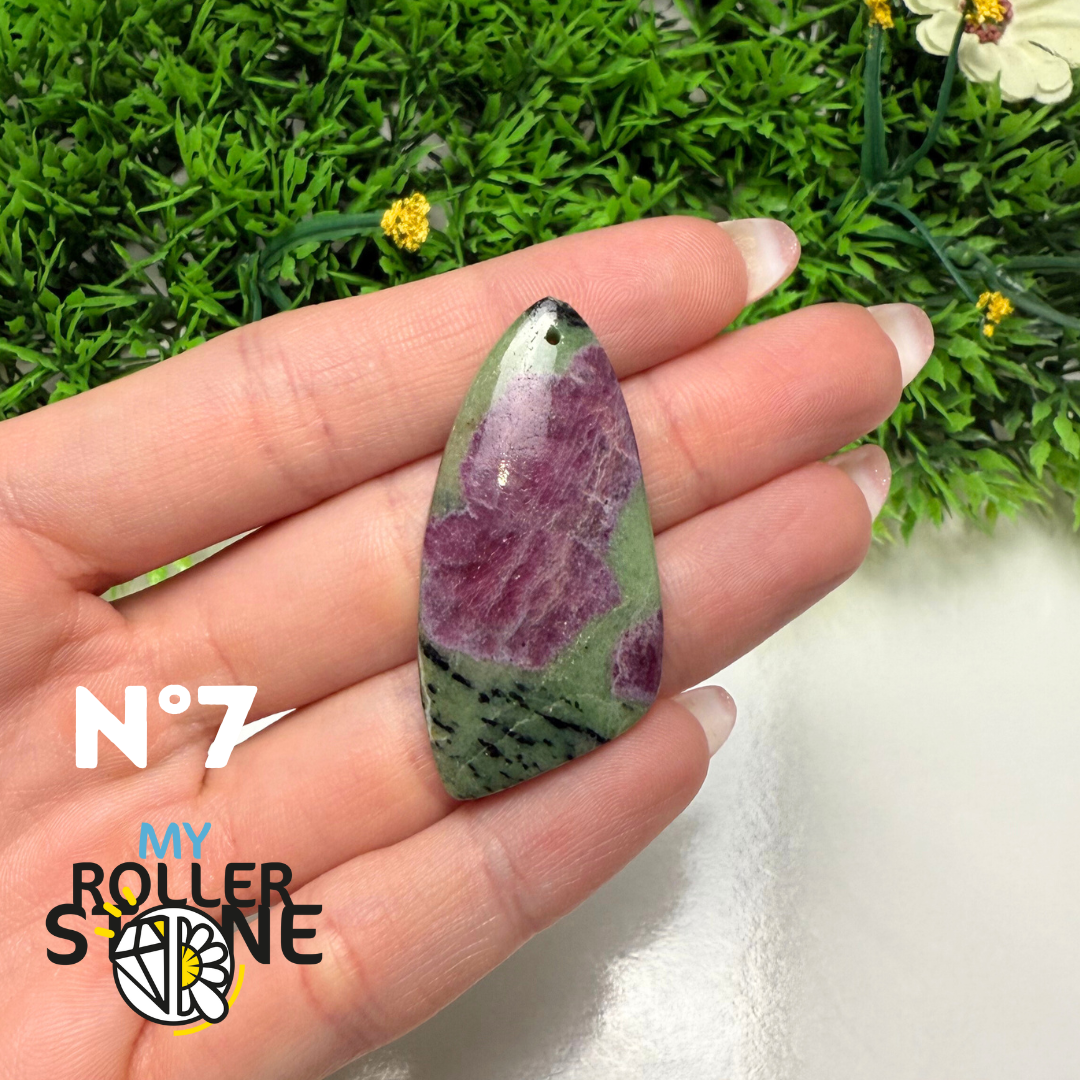 Pendentif Rubis Zoïsite 5A percé - 7