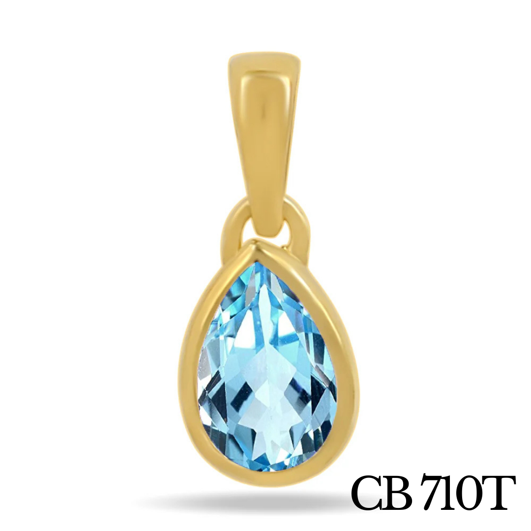 Pendentif solitaire en Topaze bleue