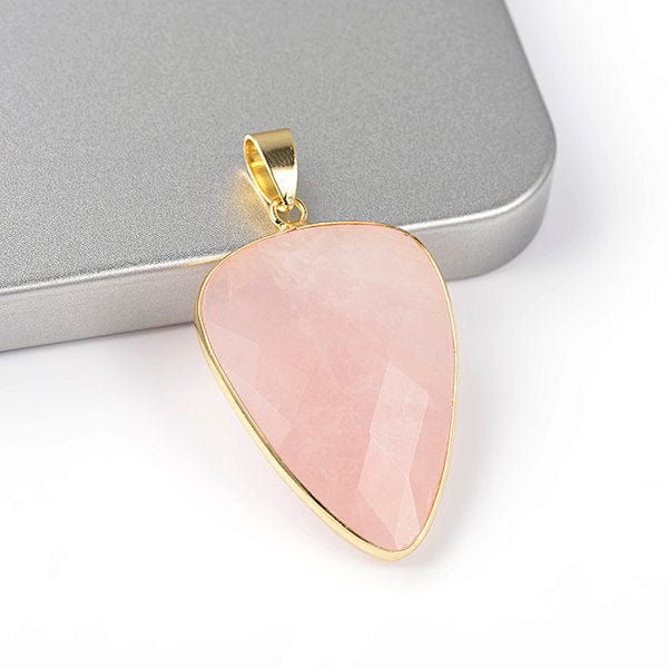 Pendentif Triangle Quartz Rose