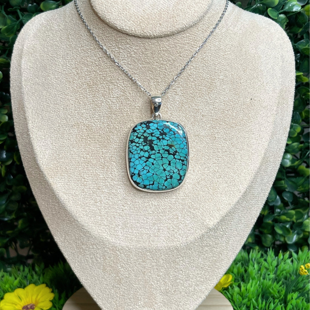 Pendentif Argent 925 Turquoise Tibétaine #3