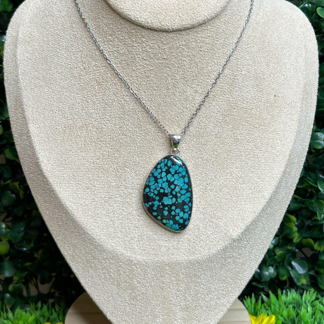 Pendentif Argent 925 Turquoise Tibétaine #4