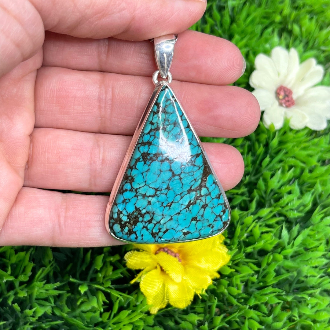 Pendentif Argent 925 Turquoise Tibétaine #5