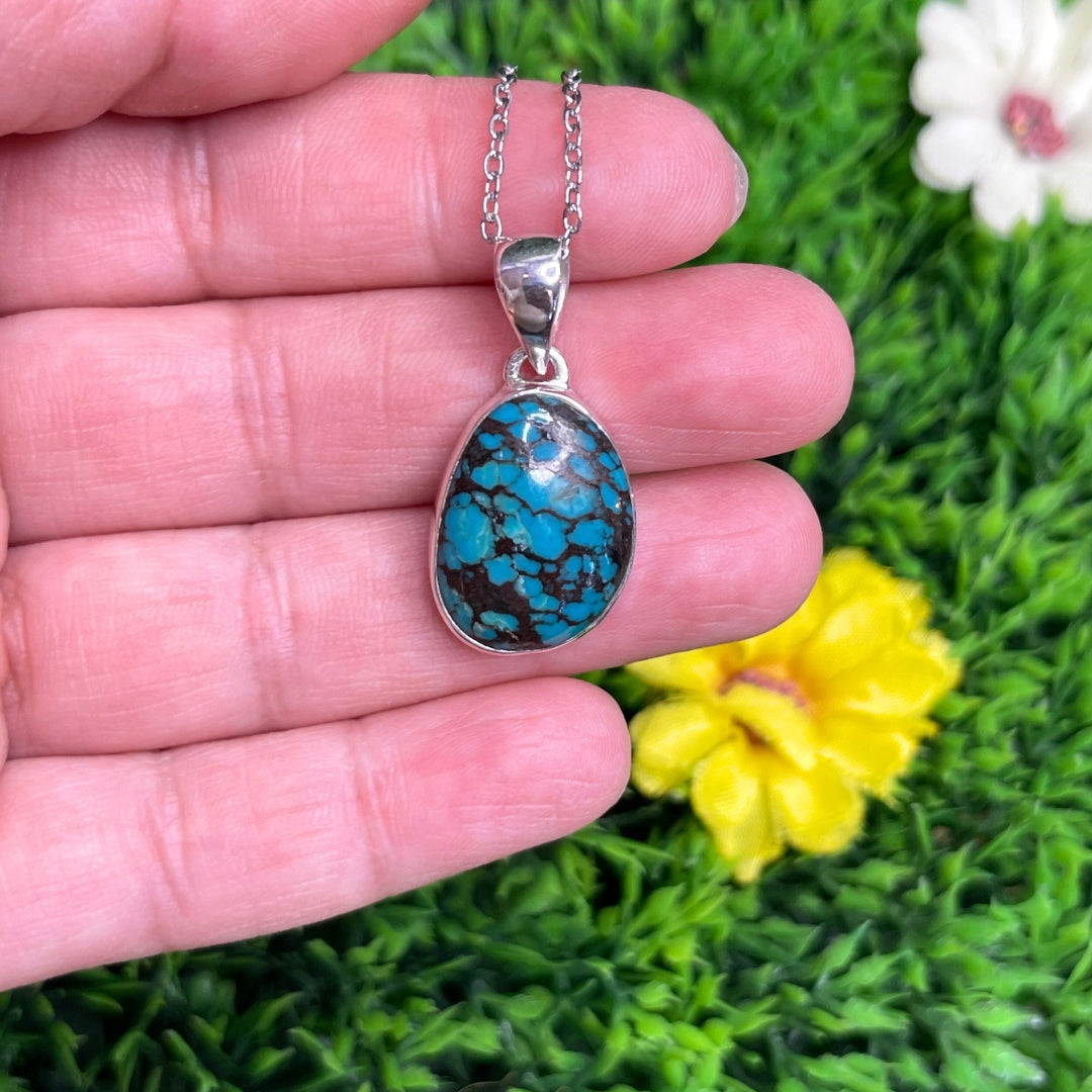 Pendentif Argent 925 Turquoise Tibétaine #6
