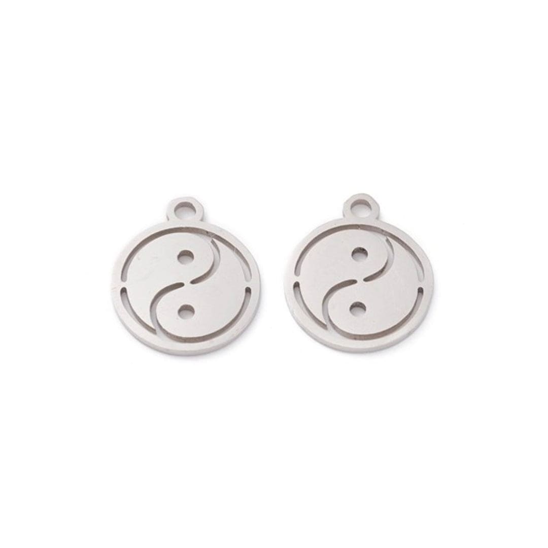 Pendentif Yin et Yang Acier Inoxydable - Perles