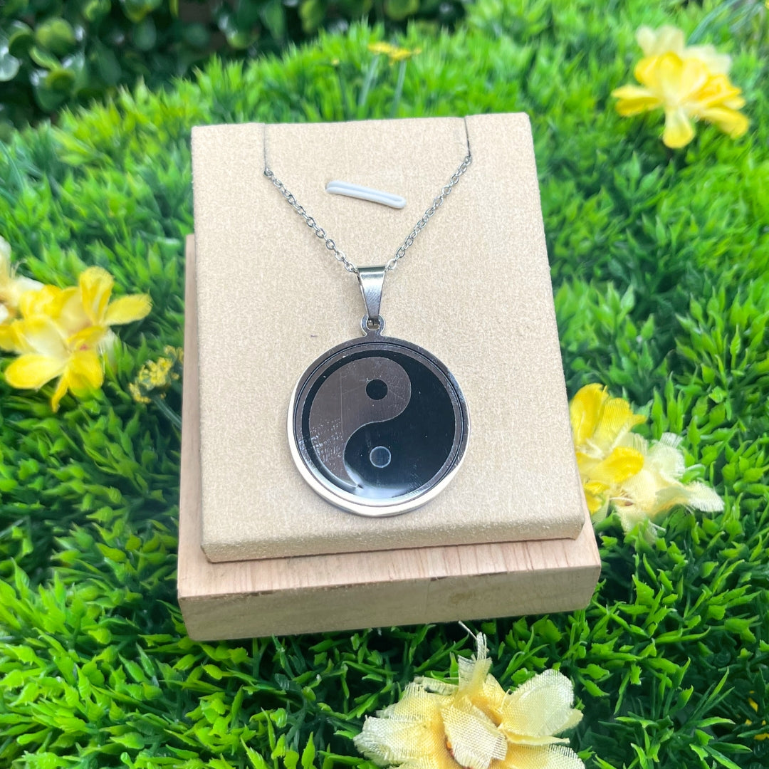 Pendentif yin yang acier inoxydable - Perles
