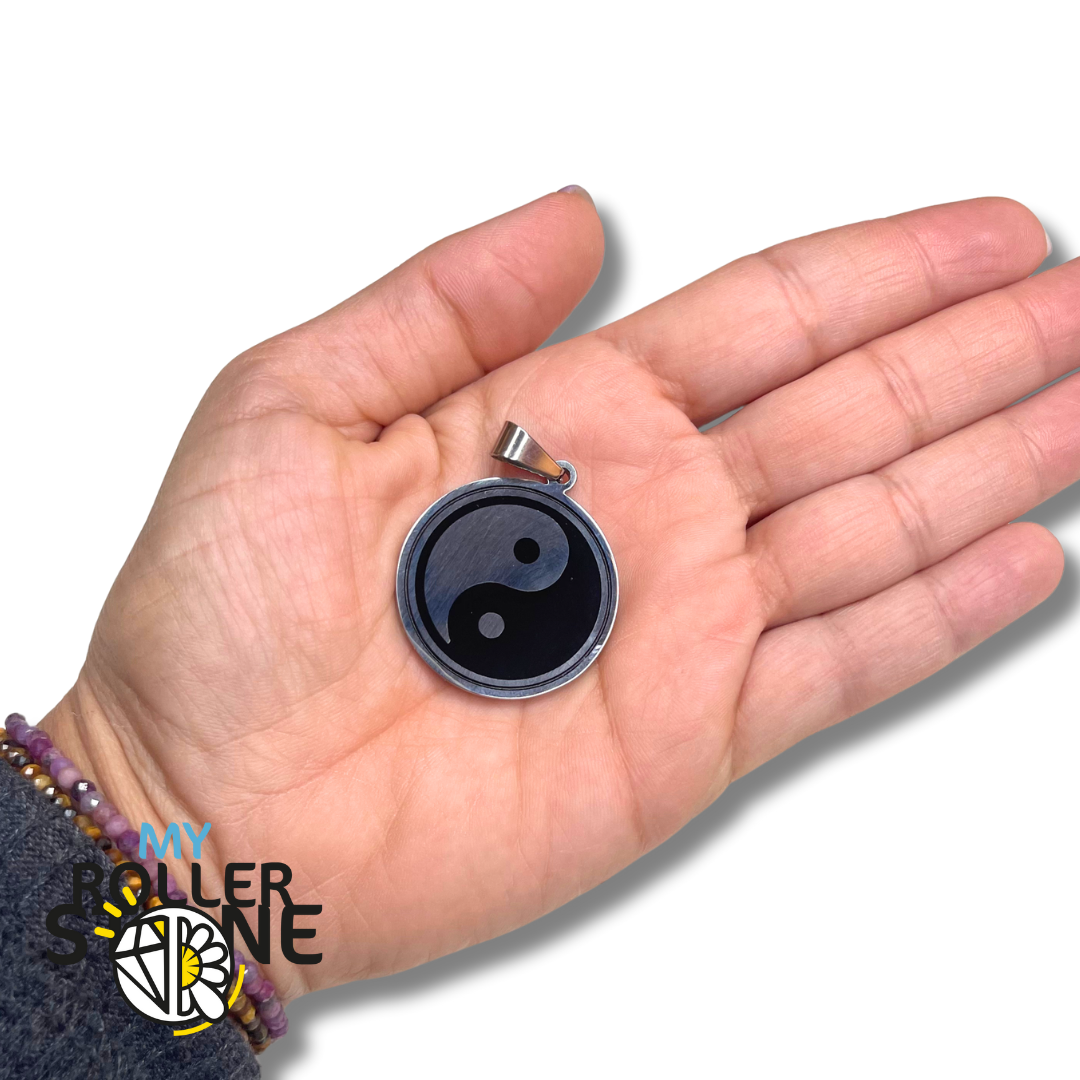 Pendentif yin yang acier inoxydable - Perles