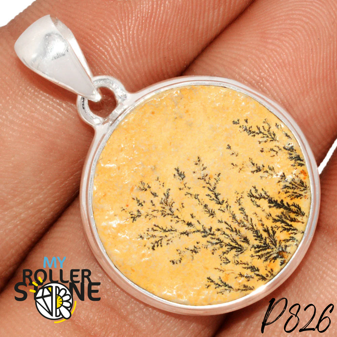 Pendentifs Argent Jaspe Psilomélane Dentrite P826 - Breloques et pendentifs