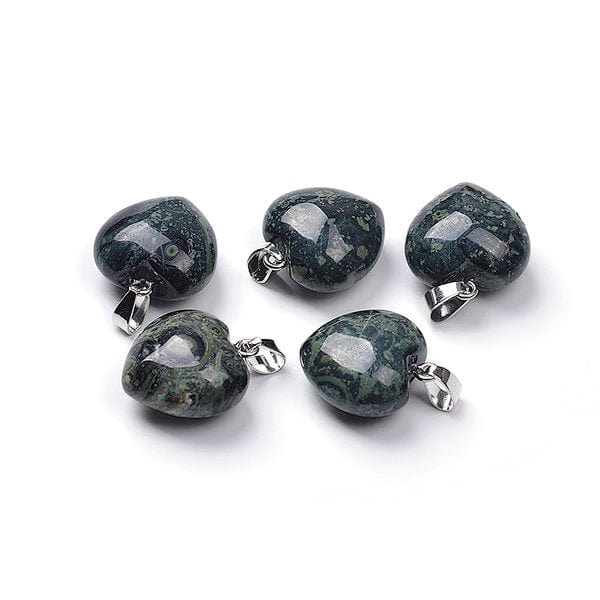 Pendentifs coeur pierre (12 variantes) - Jaspe Kambaba - Breloques et pendentifs