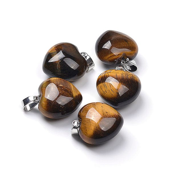 Pendentifs coeur pierre (12 variantes) - Oeil de tigre - Breloques et pendentifs