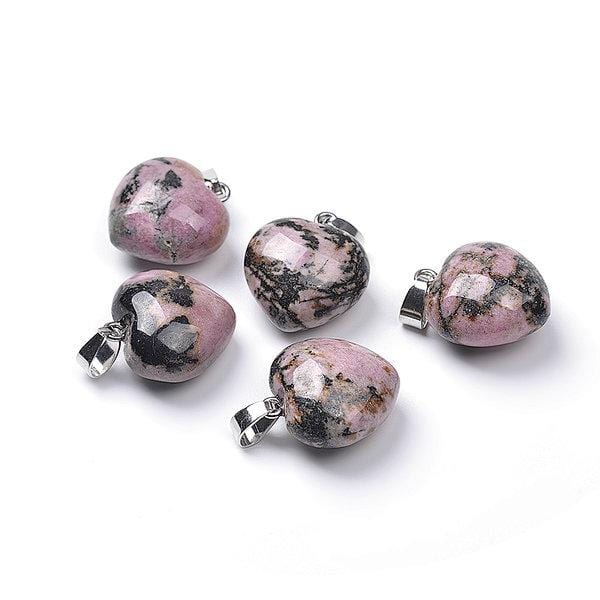 pendentif coeur rhodonite