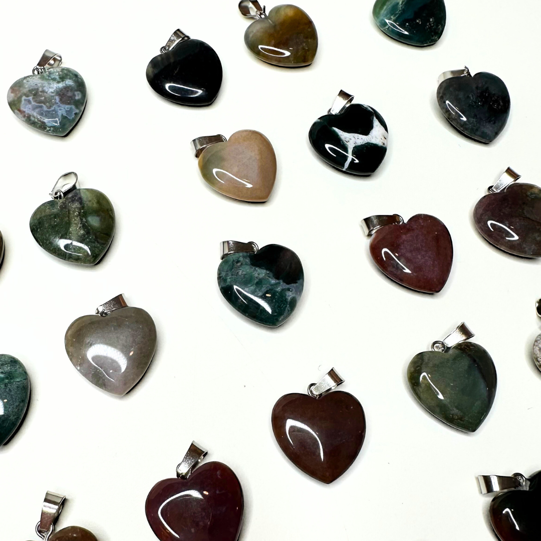 Pendentifs coeur plat (10 variantes) - Agate Indienne - Breloques et pendentifs