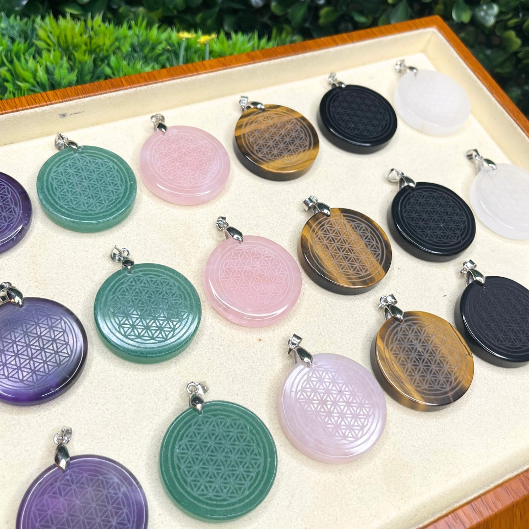 Pendentifs fleur de vie pierre