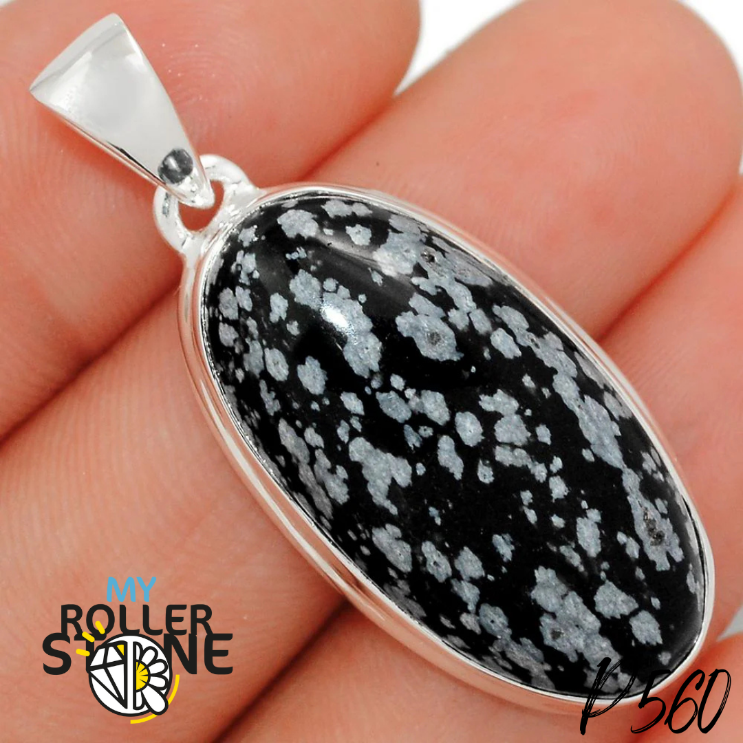 Pendentifs Obsidienne Flocon de neige P560 - Boucles d’oreilles