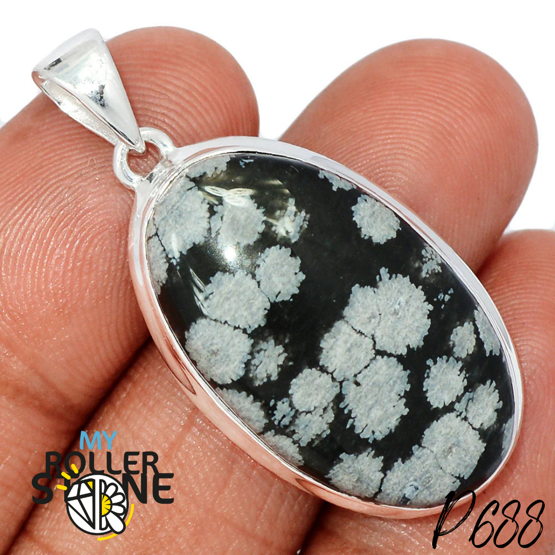 Pendentifs Obsidienne Flocon de neige P688 - Boucles d’oreilles