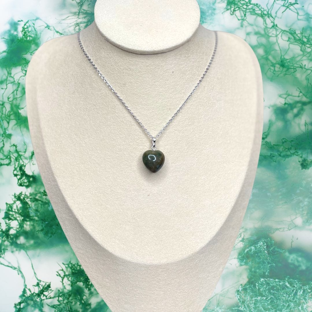 Pendentifs pierre Coeur - Agate mousse - Breloques et pendentifs