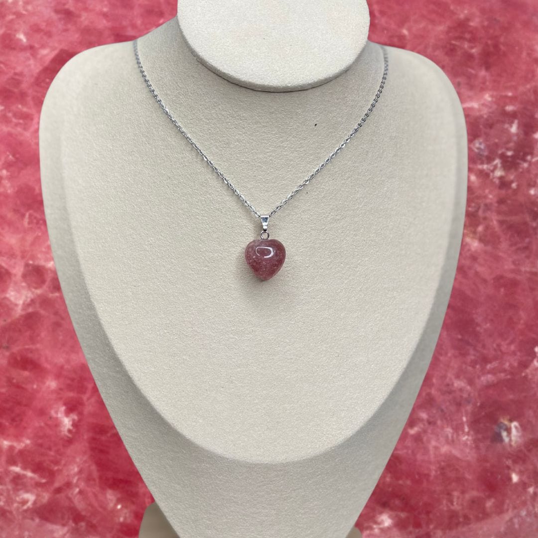 Pendentifs pierre Coeur - Quartz fraise - Breloques et pendentifs