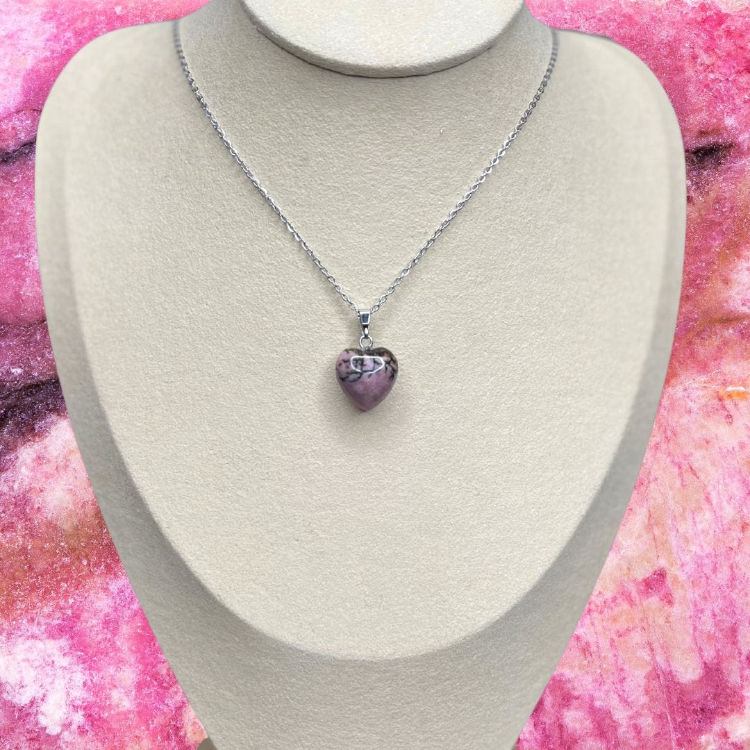 Pendentifs pierre Coeur - Rhodonite australienne - Breloques et pendentifs