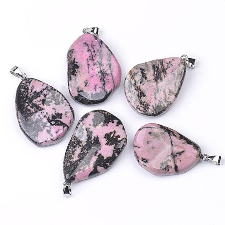 Pendentif Pierres ondulées Rhodonite