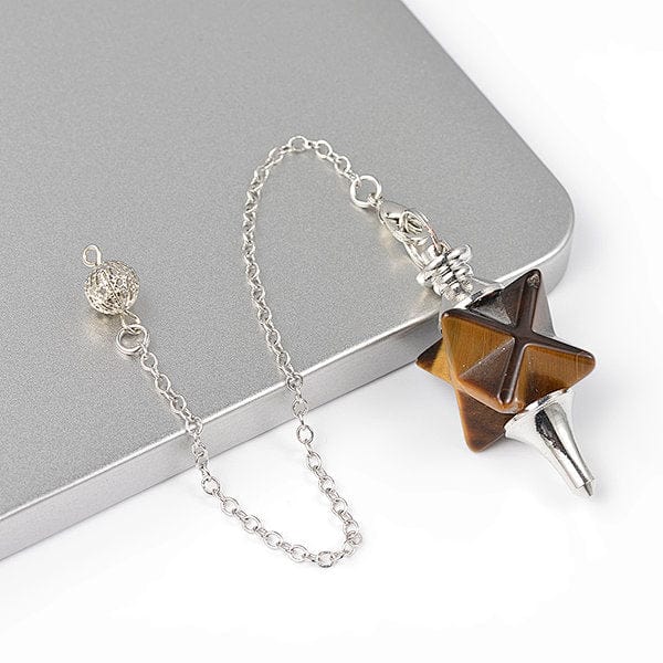 Pendule Merkaba - Oeil de tigre - Breloques et pendentifs