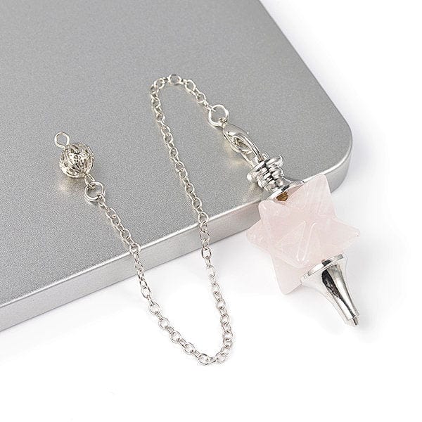 Pendule Merkaba - Quartz rose - Breloques et pendentifs