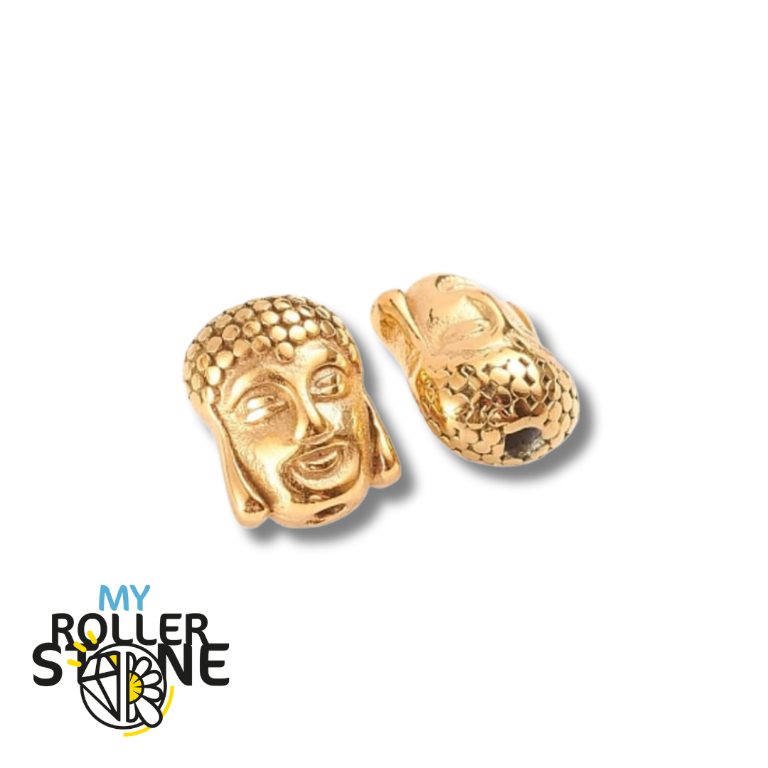 Perle acier bouddha doré - Perles