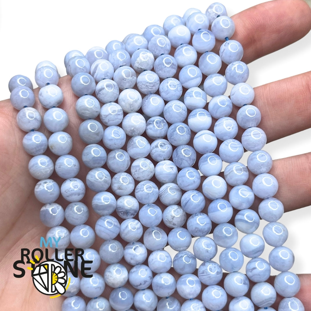 Perle Agate Bleue Lacée 3A Calcédoine 6-7 mm