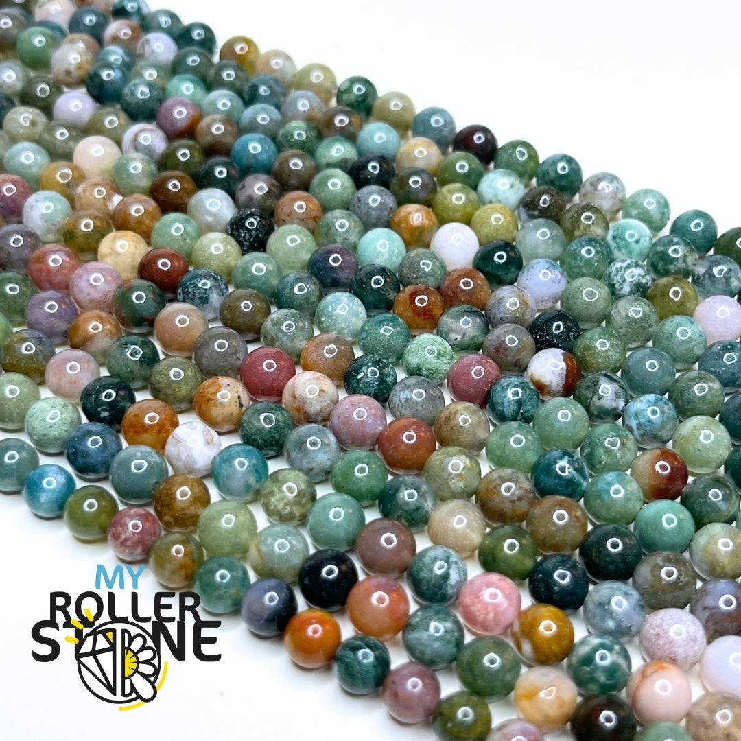 Bracelet Perles Agate Indienne Rondelle - Taille Sur Mesure - Fait Main En France - Neuf Sans Emballage