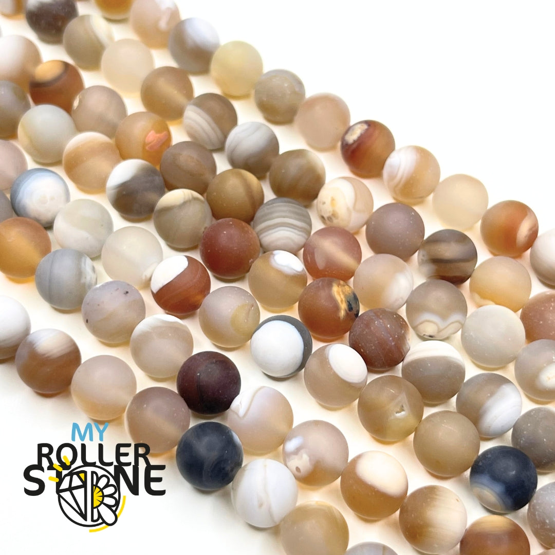 Perle Agate Rayée marron 8 MM