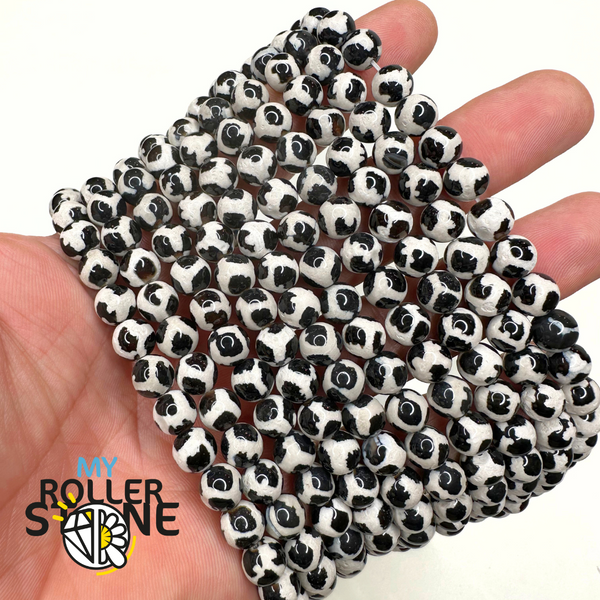 Perle Agate Tibétaine noire et blanche - Perles