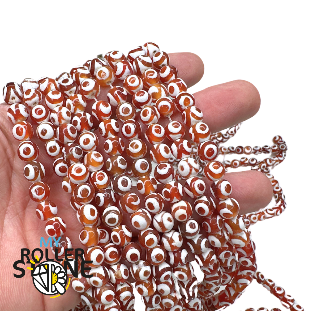 Perle Agate Tibétaine Oeil rouge - Perles