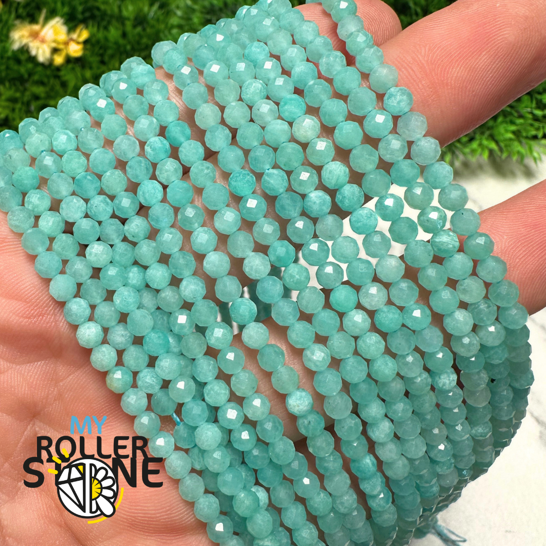 Perle Amazonite bleue facettée 4 MM