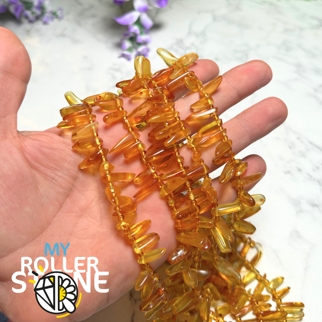 Perle Ambre Longue chips - Perles