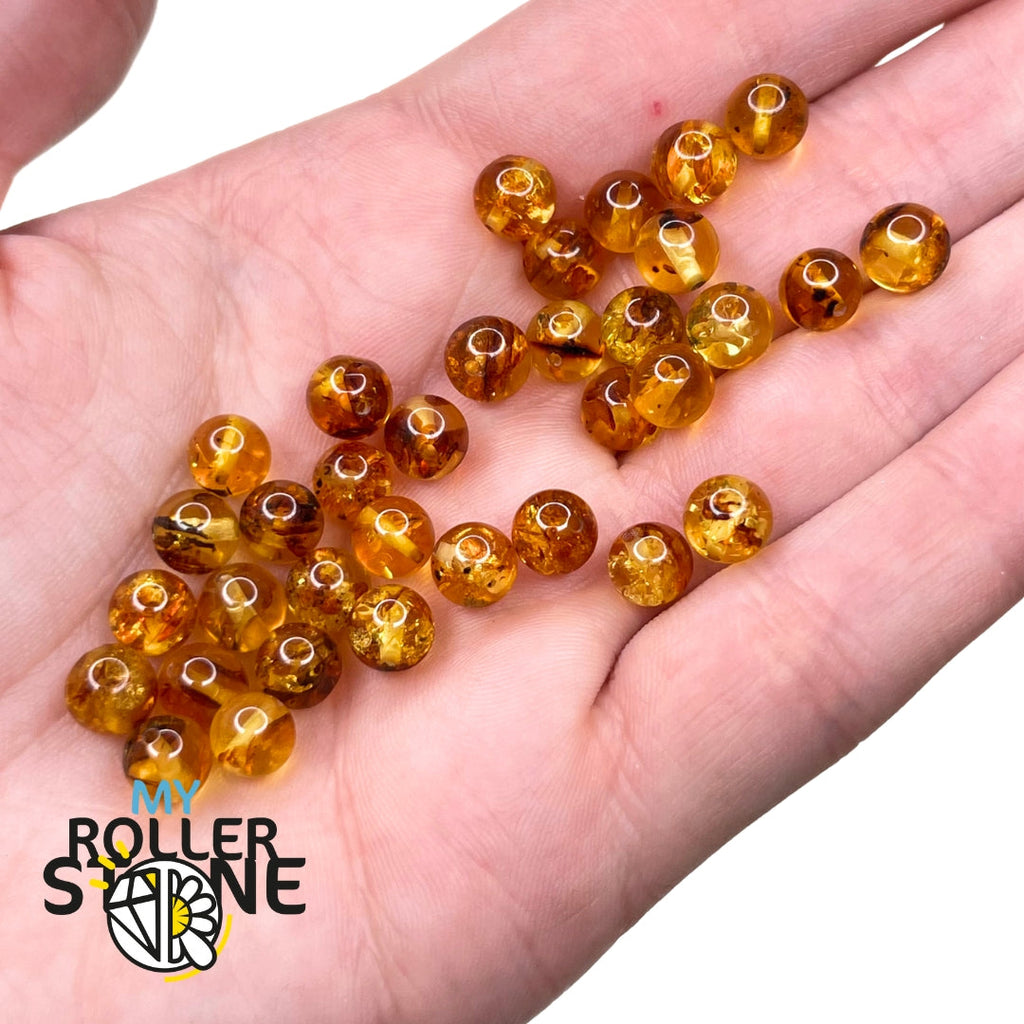 20 Perles Chips En Ambre Naturel Miel/Lait - Diamètre 8-11mm - Pour Création De Bijoux DIY