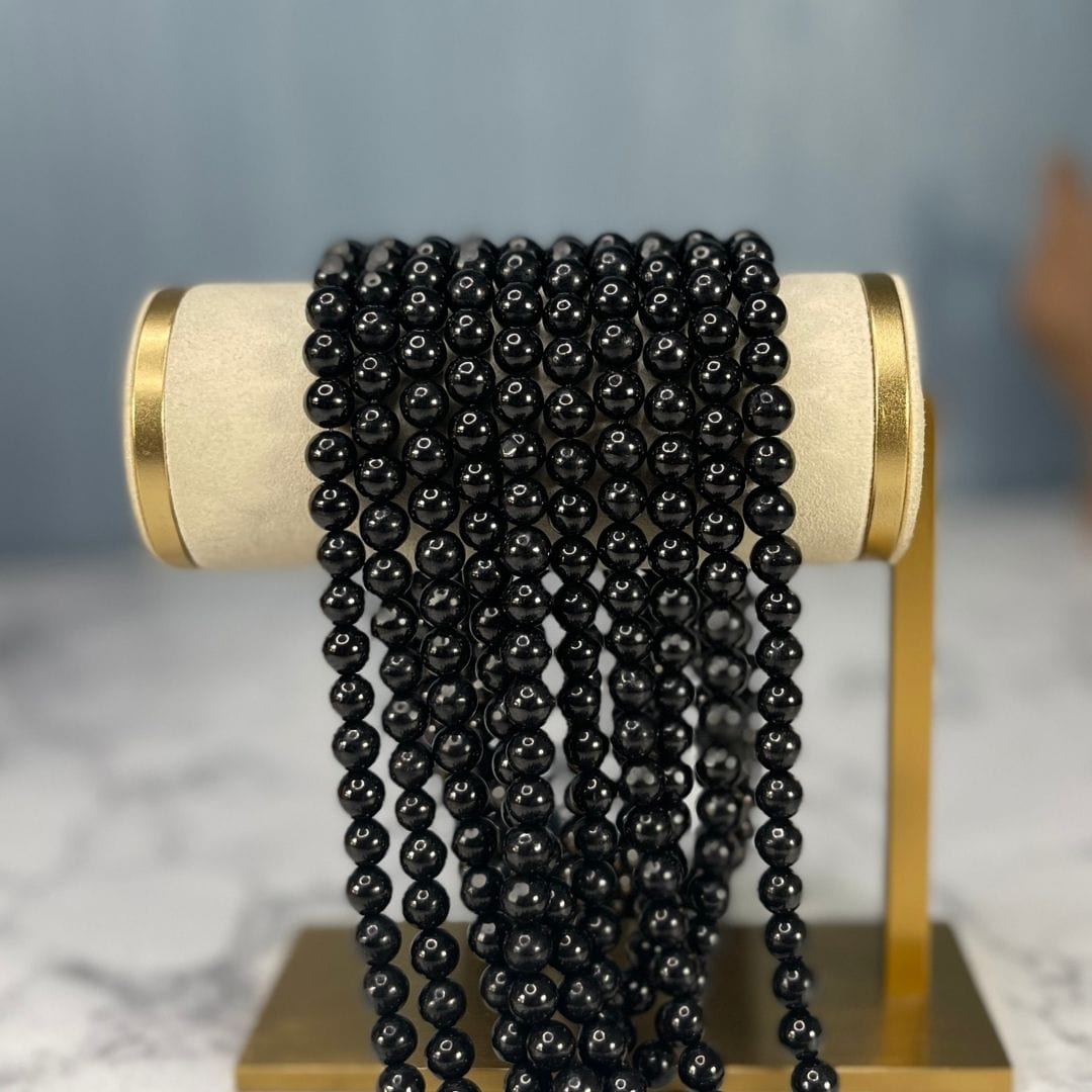 Perle ambre noire naturelle - Perles