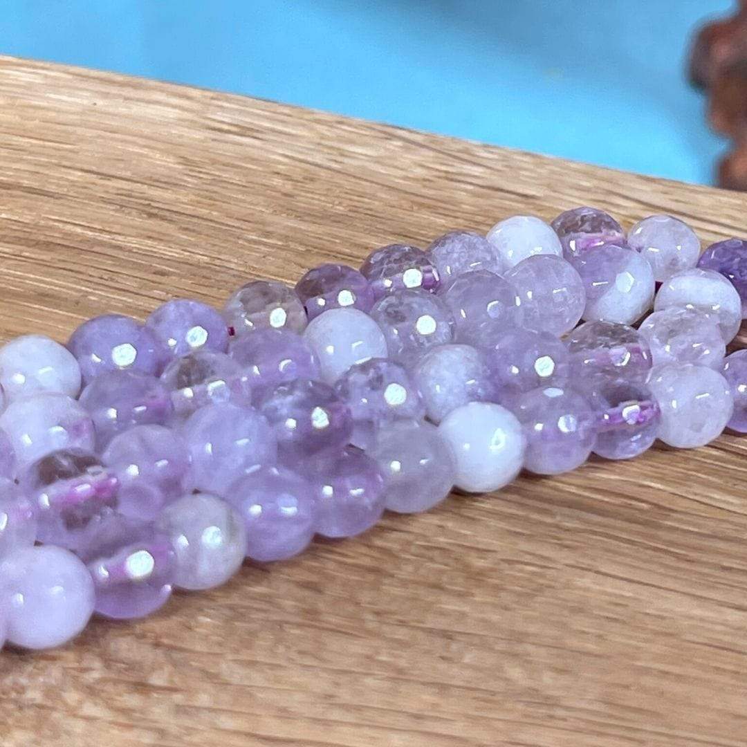 Perle facette rondelle 6x8mm violet irisé verre