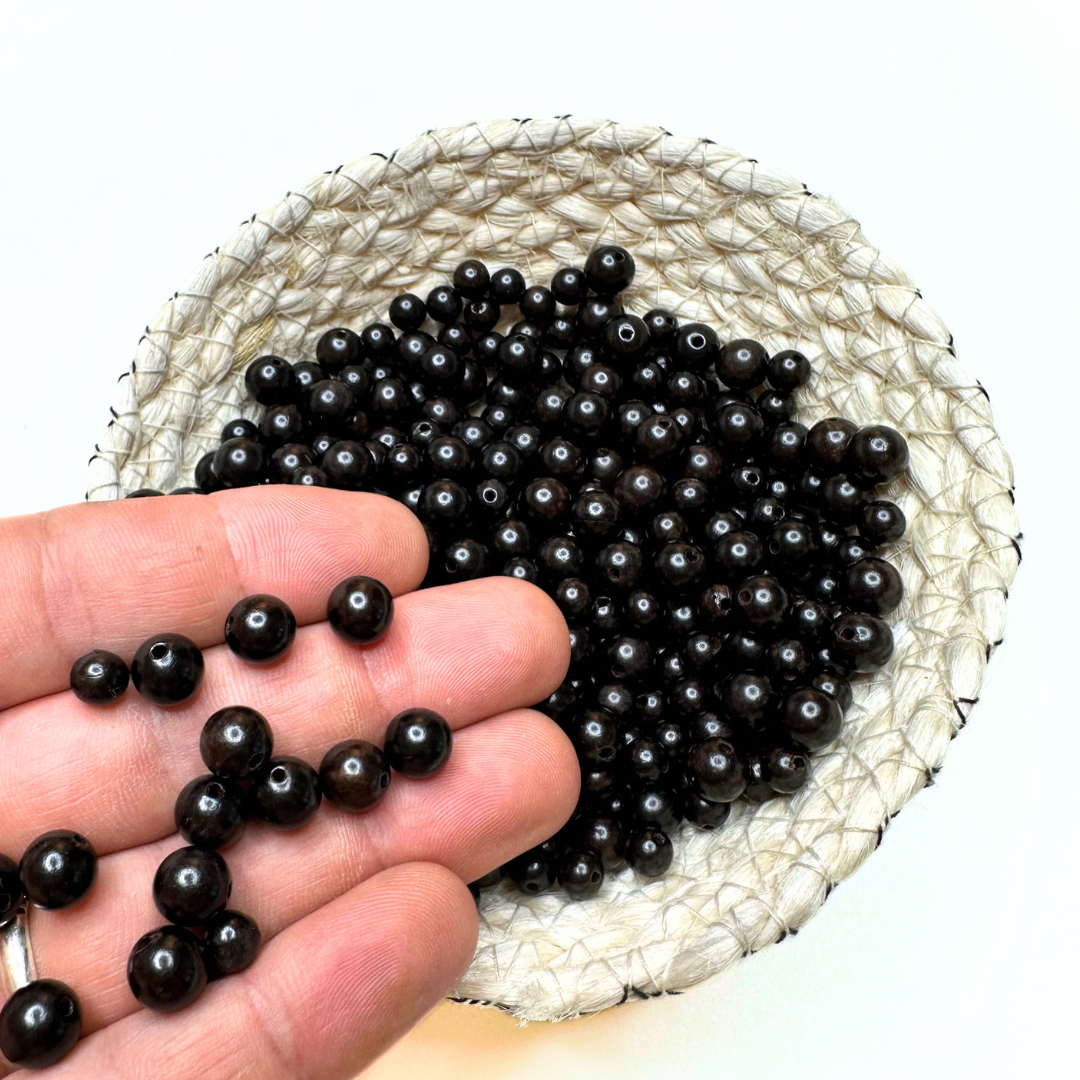 Perle bois d’Ébène ronde 6mm-8mm (Lot de 400 perles) - Perles