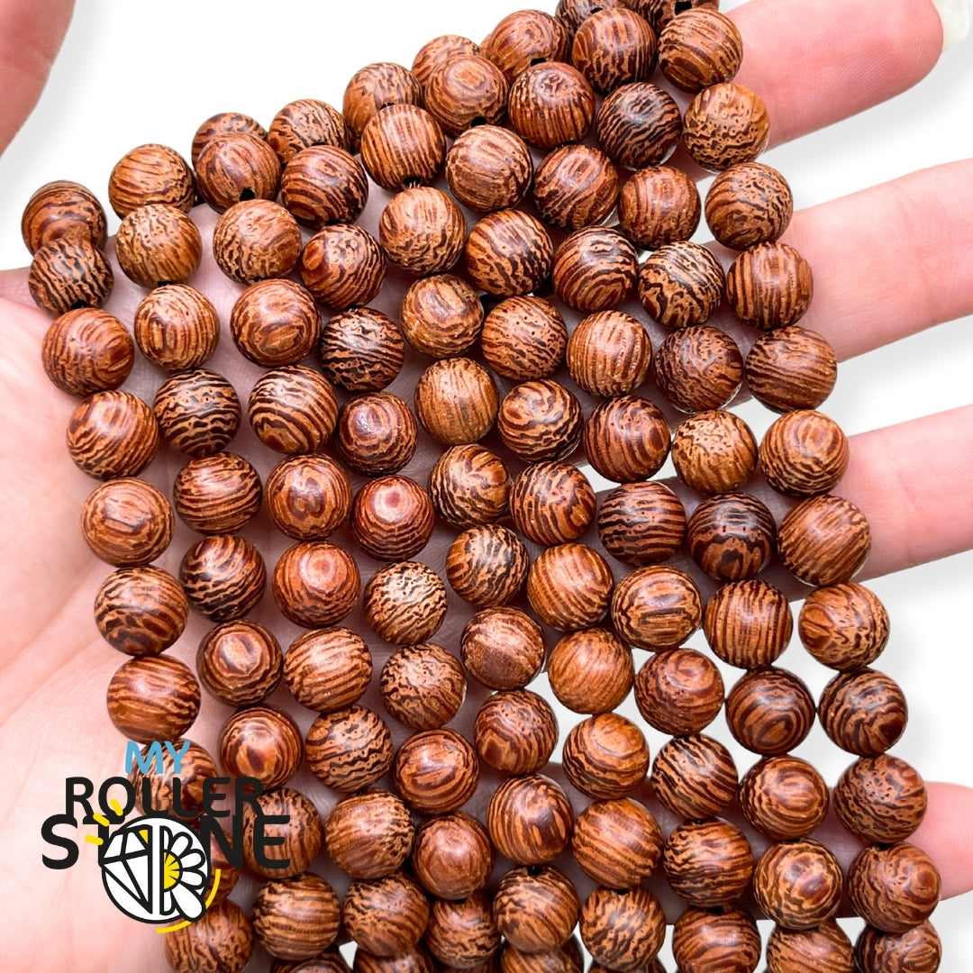 Deepton Lot De 300 Perles En Bois Naturel 10 Mm - Perles à Enfiler Motifs Variés Pour Bricolage, Bracelets Et Dreadlocks