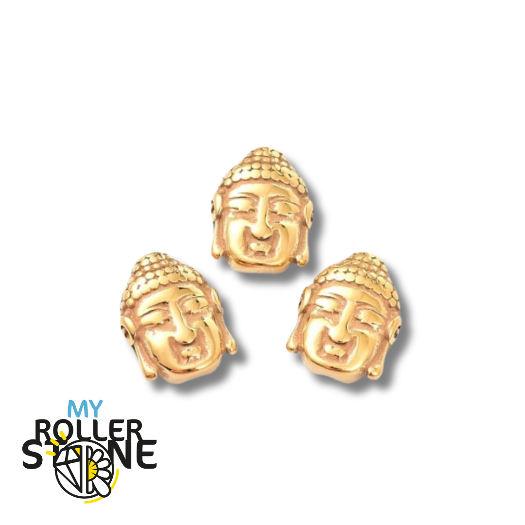 Perle bouddha acier inoxydable doré - Perles
