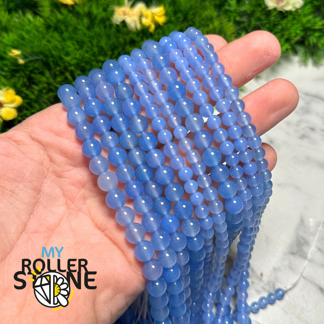 Perle Calcédoine bleue
