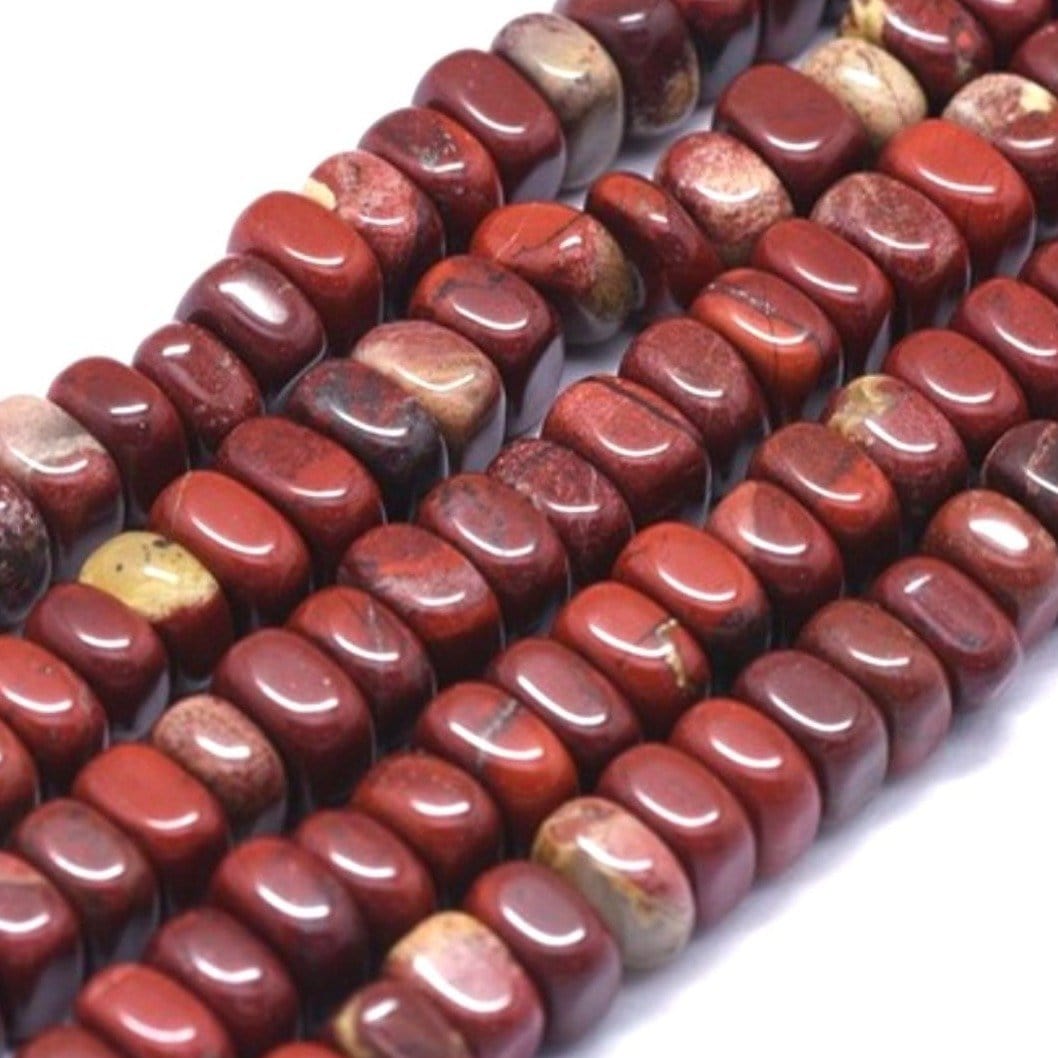 Perle carrée Heishi Jaspe rouge