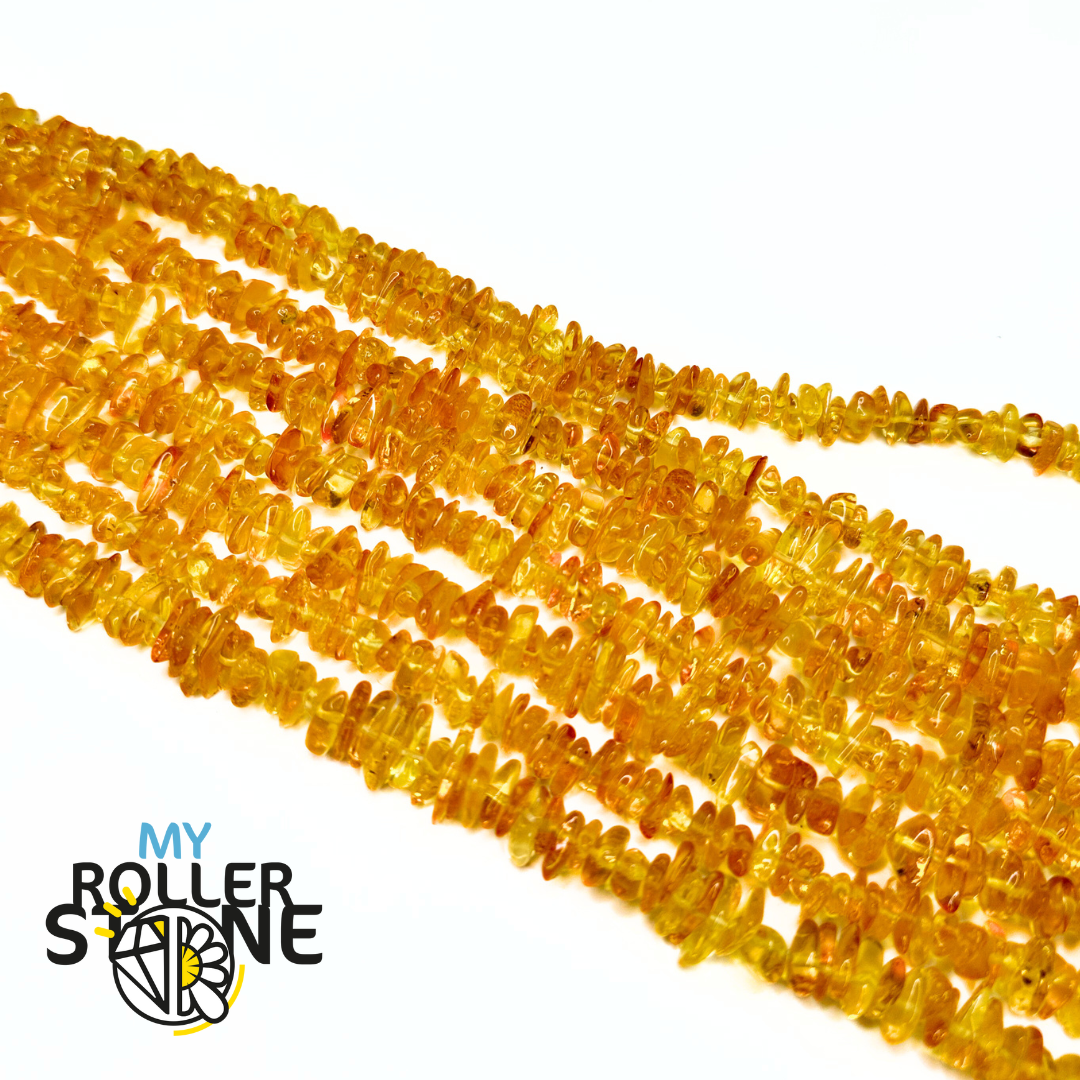 Perle Chips Ambre Citron 40 cm - Citron - Perles