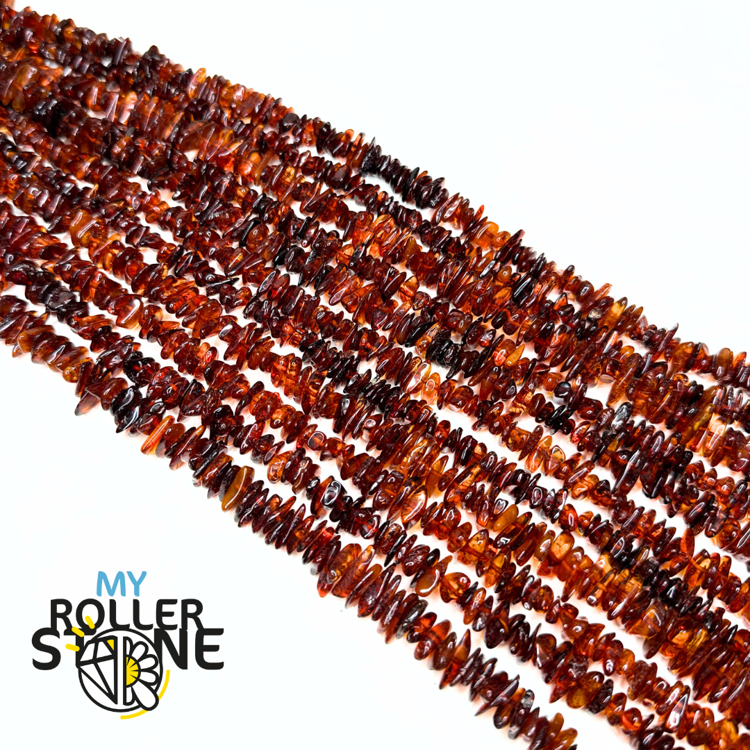 Perle Chips Ambre Cognac 40 cm - Cognac - Perles