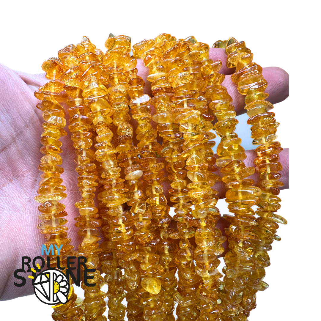 Perle Chips Ambre Miel 40 cm - Miel - Perles