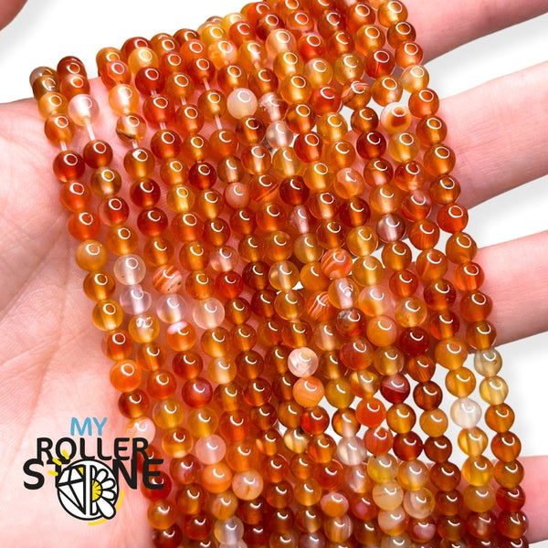 Fil de perles rondes en cornaline My Roller Stone