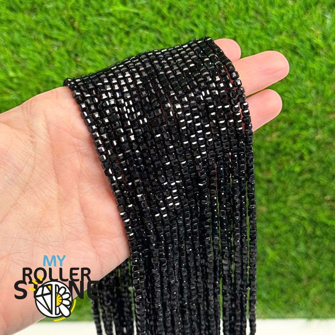 Perle Cubique Facettée Spinelle Noir - Perles