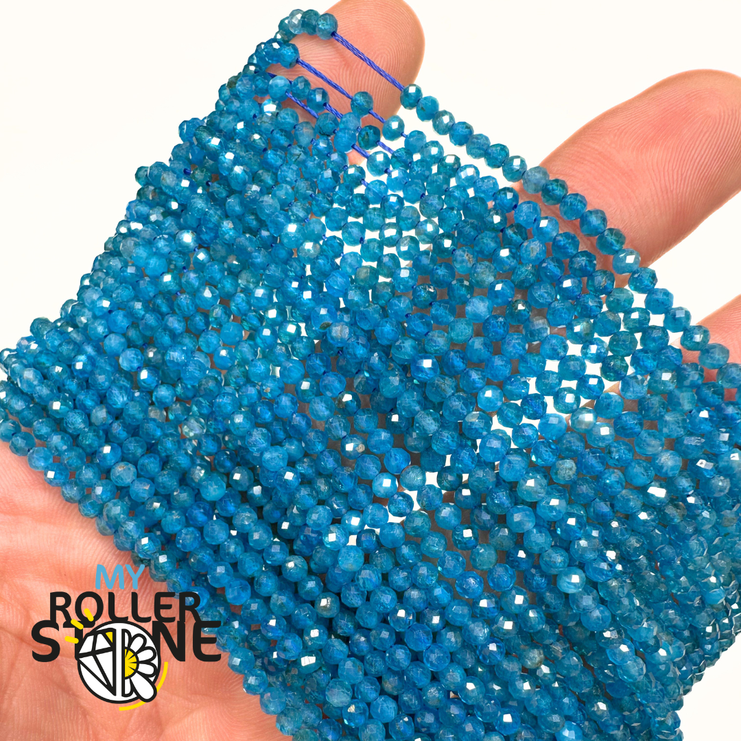 Perle Facettée Apatite Bleue 5A 2 MM et 3 MM