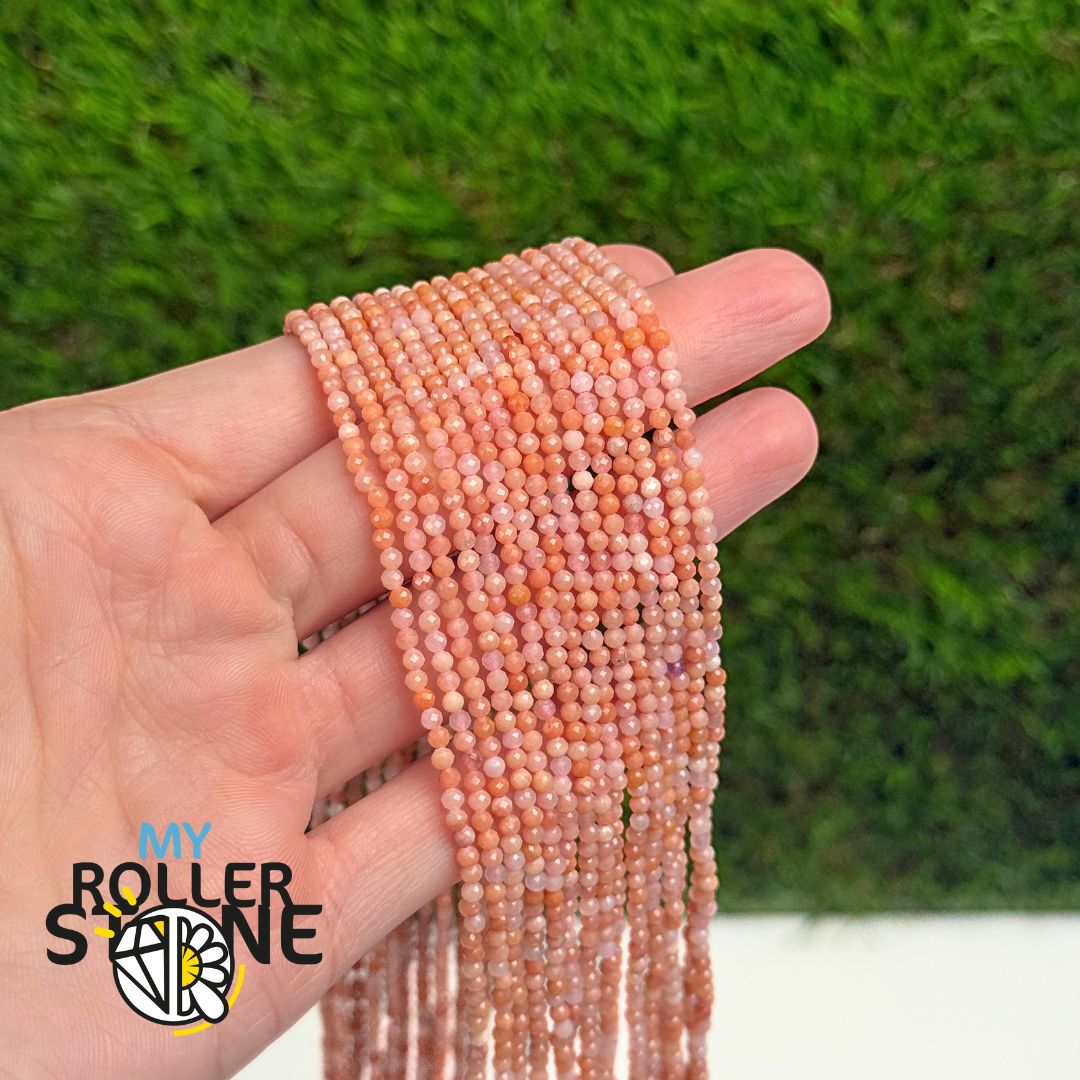 Perle Facettée Aventurine Rose 2MM